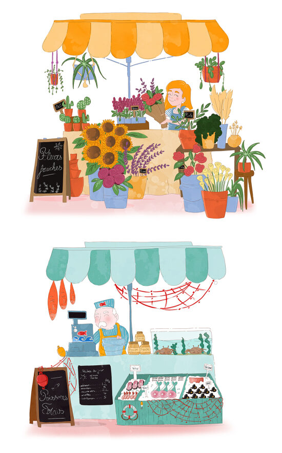 Marché Français, cartes postale