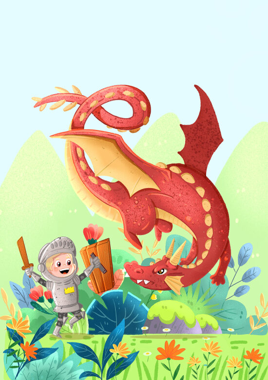 Couverture livre jeunesse ''Le chevalier Charles & le dragon caca" autrice Manon P.